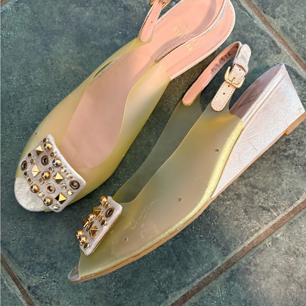 Stuart Weitzman Shoes Wedge Country Club Wedding MOB Prom Event Whimsy Glam